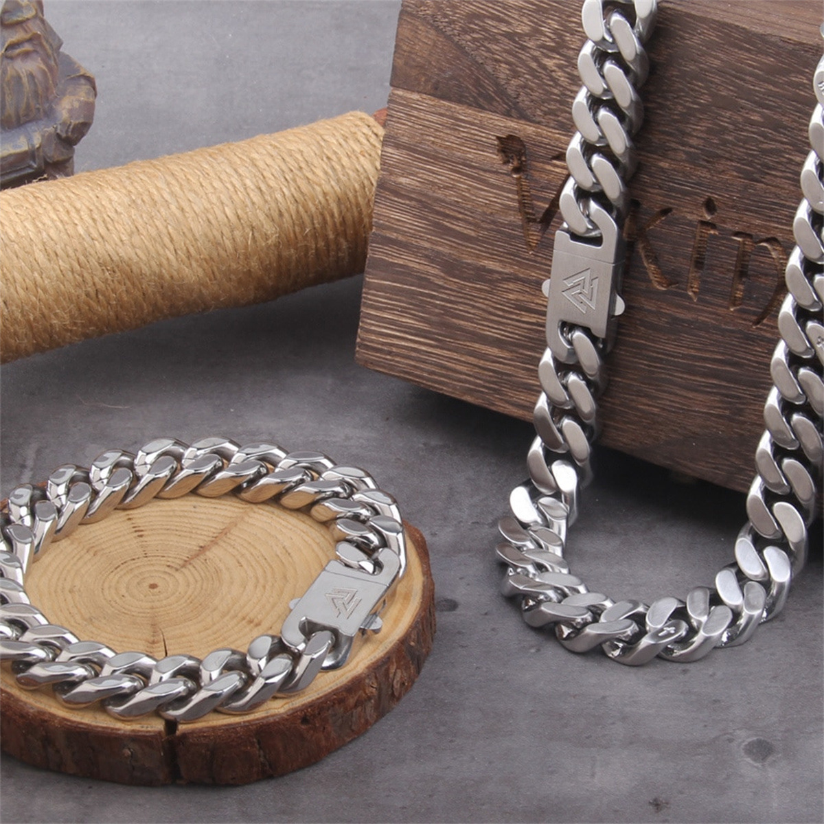 Cuban Link Chain Curb Chain Chain Type 1 Piece, 1 Set Quantity Hip-Hop Simple Style Geometric 304 Stainless Steel Polishing Men's Jewelry Set Men Necklace Sets