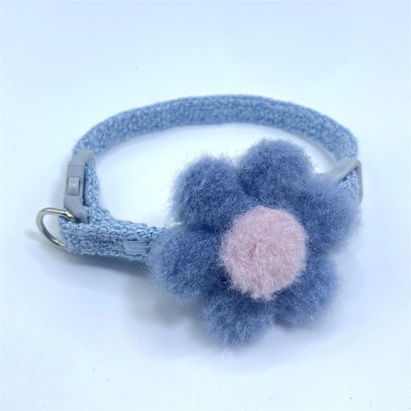 Nuevo collar de gato lindas flores ajustables collar de tela de peluche collar de tracción joyas perros pequeños mascotas