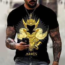 青年男士短袖T恤黄金圣斗士星矢射手座3D打印欧美跨境出口热销DIY