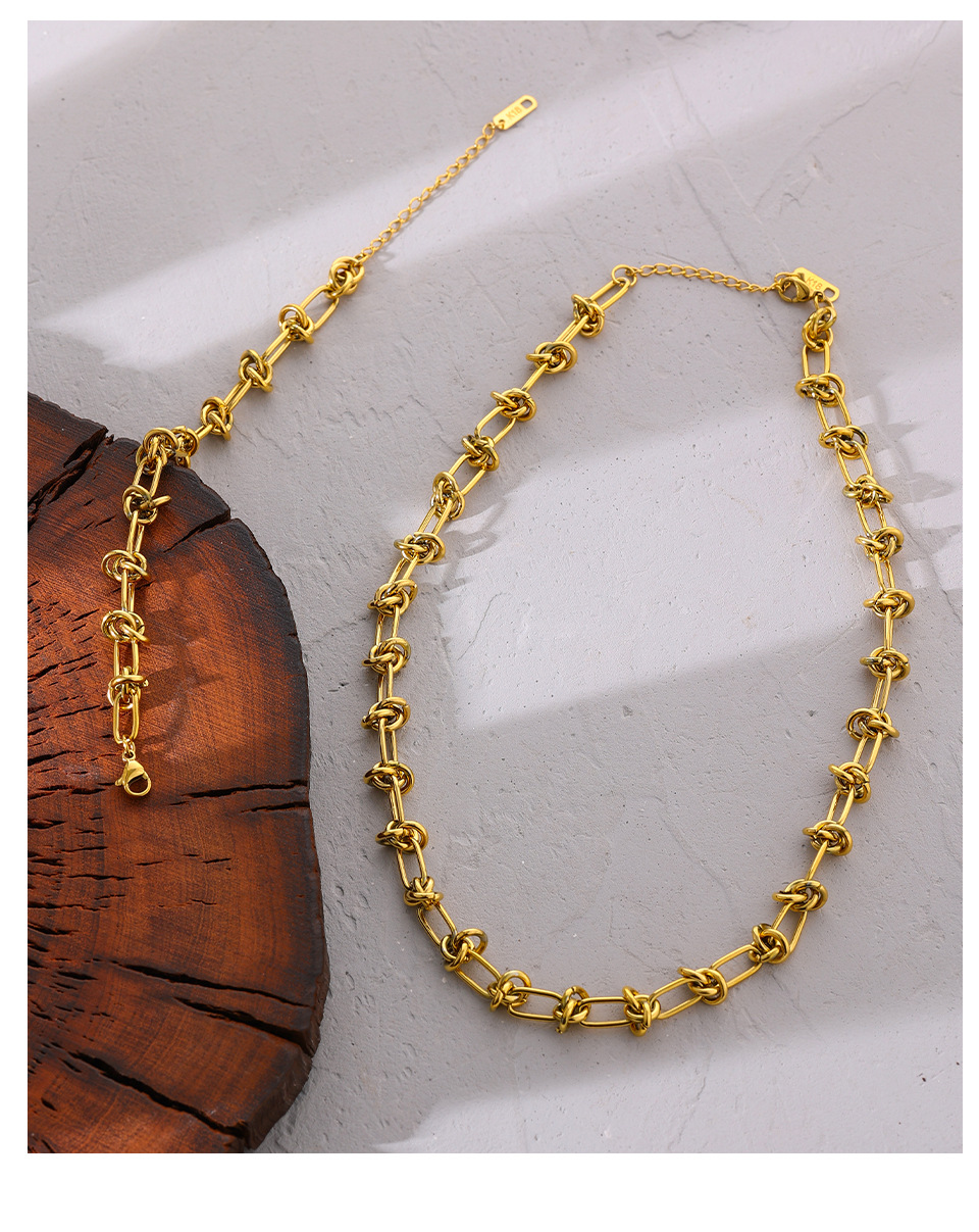 Bracelets, Necklace Classification 18K Gold Plating Color Necklace + Jewelry Quantity Wholesale Jewelry Fashion Solid Color 304 Stainless Steel 18K Gold Plated Plating Stainless Steel Jewelry Sets