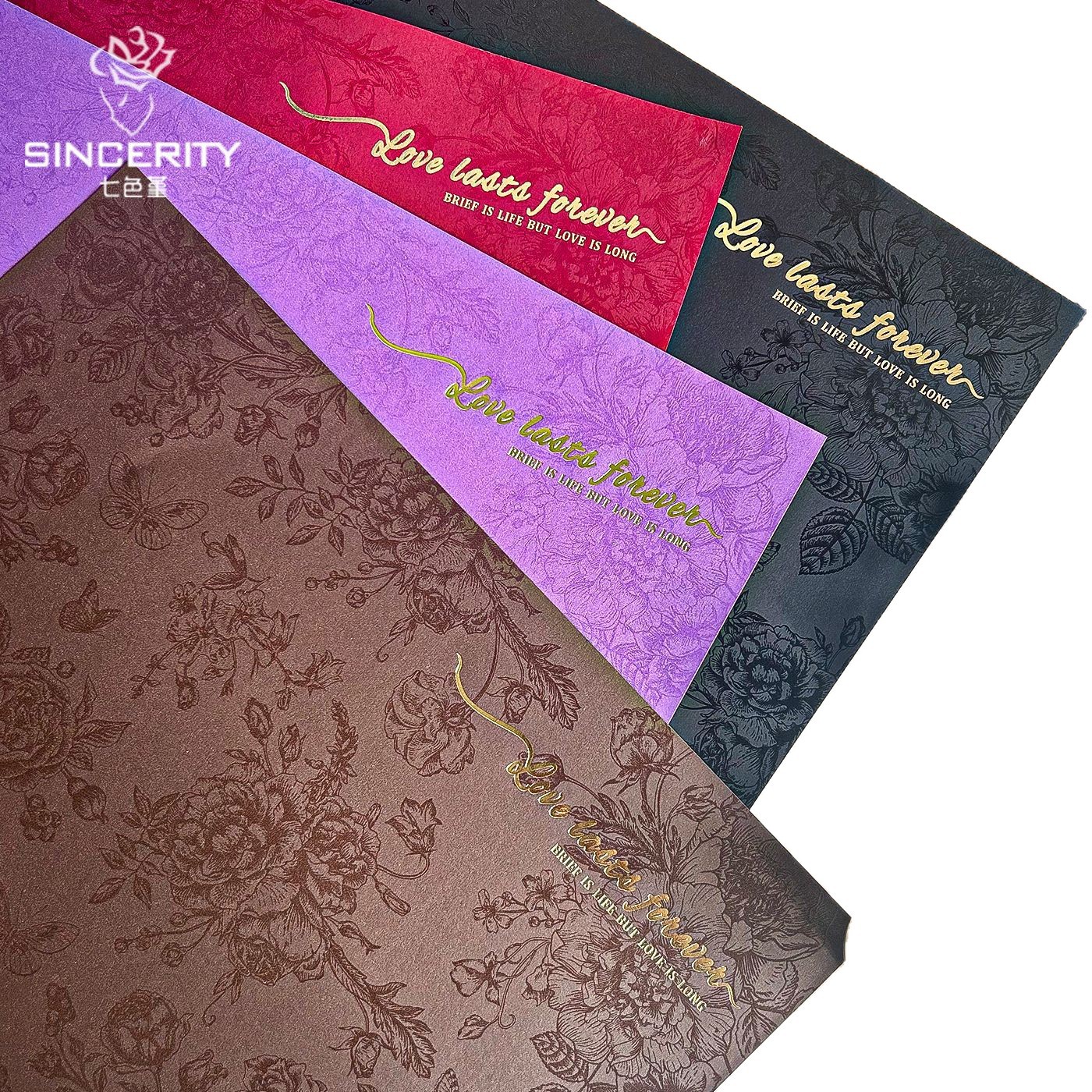 Los siete colores cordier inglés oro relieve flor embalaje papel diy flores artesanales materiales de embalaje de regalos