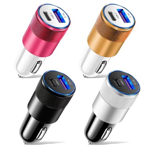 小钢炮车充3.1A USB+PD金属 铝合金车充头手机车载充电器跨境批发
