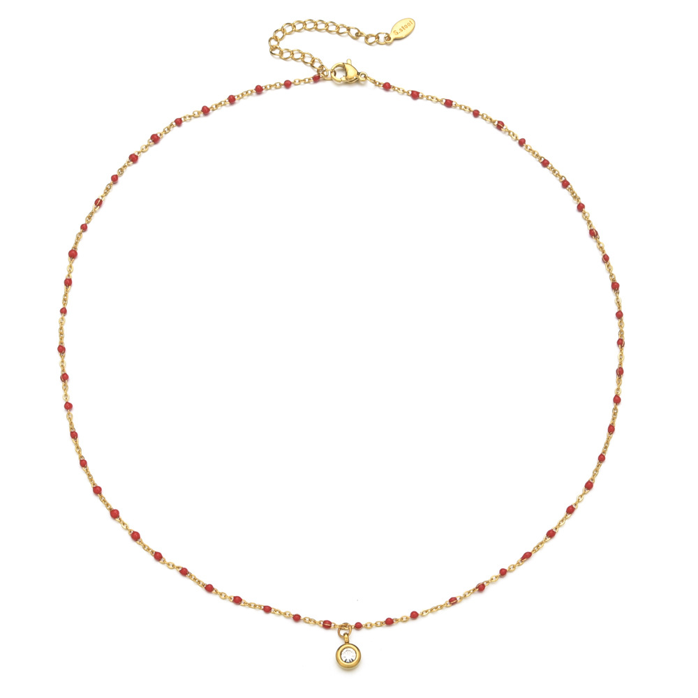 9g Weight 304 Stainless Steel, Seed Bead Pendant Material Rhinestones Inlay Material Pendant Necklace Classification 304 Stainless Steel Chain Material cable chain Chain Type 1 Piece Quantity Casual, Daily Occasion 304 Stainless Steel, Seed Bead Material Round Pattern All Seasons Season Women's Gender Enamel, Plating, Inlay Design Simple Style Style Wholesale Jewelry Simple Style Round 304 Stainless Steel Seed Bead Rhinestones Enamel Plating Inlay Pendant Necklace Cable Chain 3
