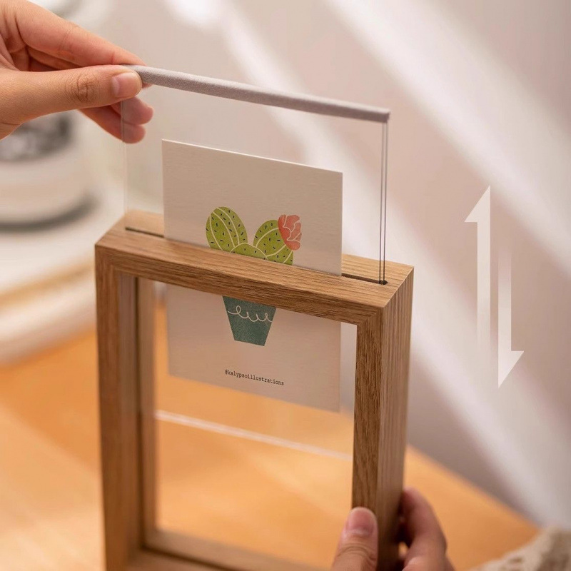Double-Sided Transparent Glass Photo Frame Display Stand 6inch 8inch Specimen Pressed Flower Acrylic Picture Frame Mounting Paper-Cutting Display Frame