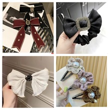 时尚韩版发饰小香风蝴蝶结发圈皮筋后脑勺夹子卡子重工发饰头饰女