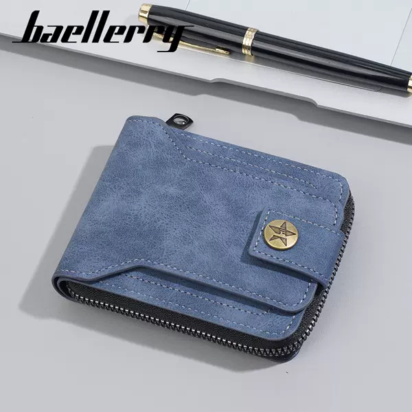 New Men's Wallet with a High-End Retro Horizontal Zipper Multifunctional Wallet Cross-Border 70% off Tower Buckle Small Wallet for Men