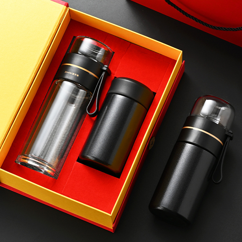 Tea Separation Cup Gift Box Set 316 Insulated Cup High-end Business Gift Cup Double-layer Glass Cup Tea Brewing Cup
