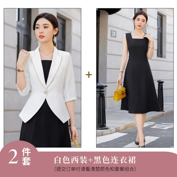 White classic suit jacket, dress
