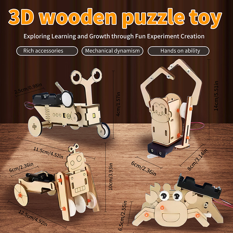 Tecnología transfronteriza pequeña invención física diy manual puzzle conjunto de experimentos científicos juguetes para estudiantes de jardín de infantes