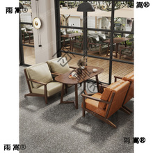 ∴中古风咖啡厅桌椅组合实木复古清吧酒吧茶楼西餐厅奶茶店卡座沙
