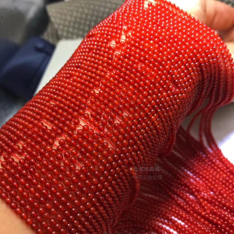 Natural Crystal 2MM 3MM Red Agate Loose Beads Semi-finished Long Chain Bracelet Necklace Spacer Beads with Tassels