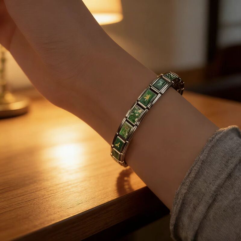 Hot-Selling Vintage Italian Link Bracelet Stainless Steel DIY Bracelet with 18 Detachable Links Spring Color Series