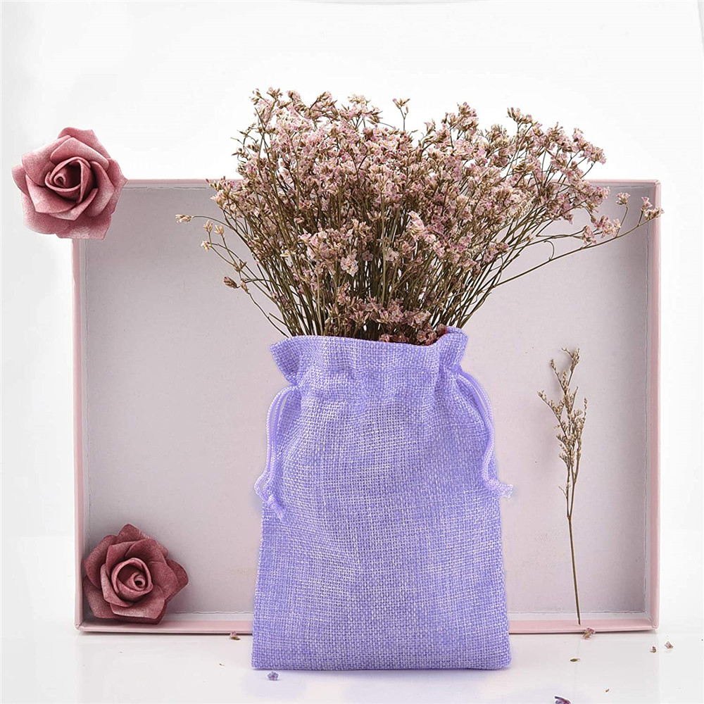 Basic Solid Color Linen Drawstring Jewelry Packaging Bags display picture 3