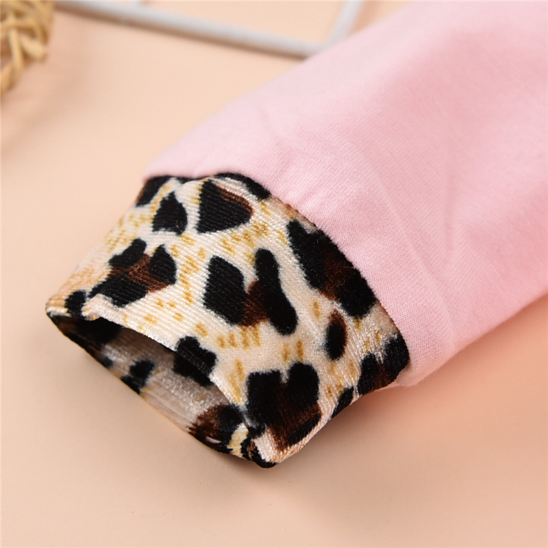 Girls' Sweater New Style Pink Leopard Print Two-piece Suit Children's Sweater Suit display picture 7