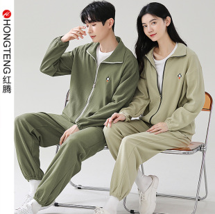Couple Pajamas Women's Spring and Autumn Long-sleeved Korean 2023 New Simple Sporty Style Waffle Pure Cotton Home Clothes Set