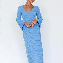 2025春季新款欧美跨境毛衣裙女装长袖性感镂空辣妹风针织连衣裙女