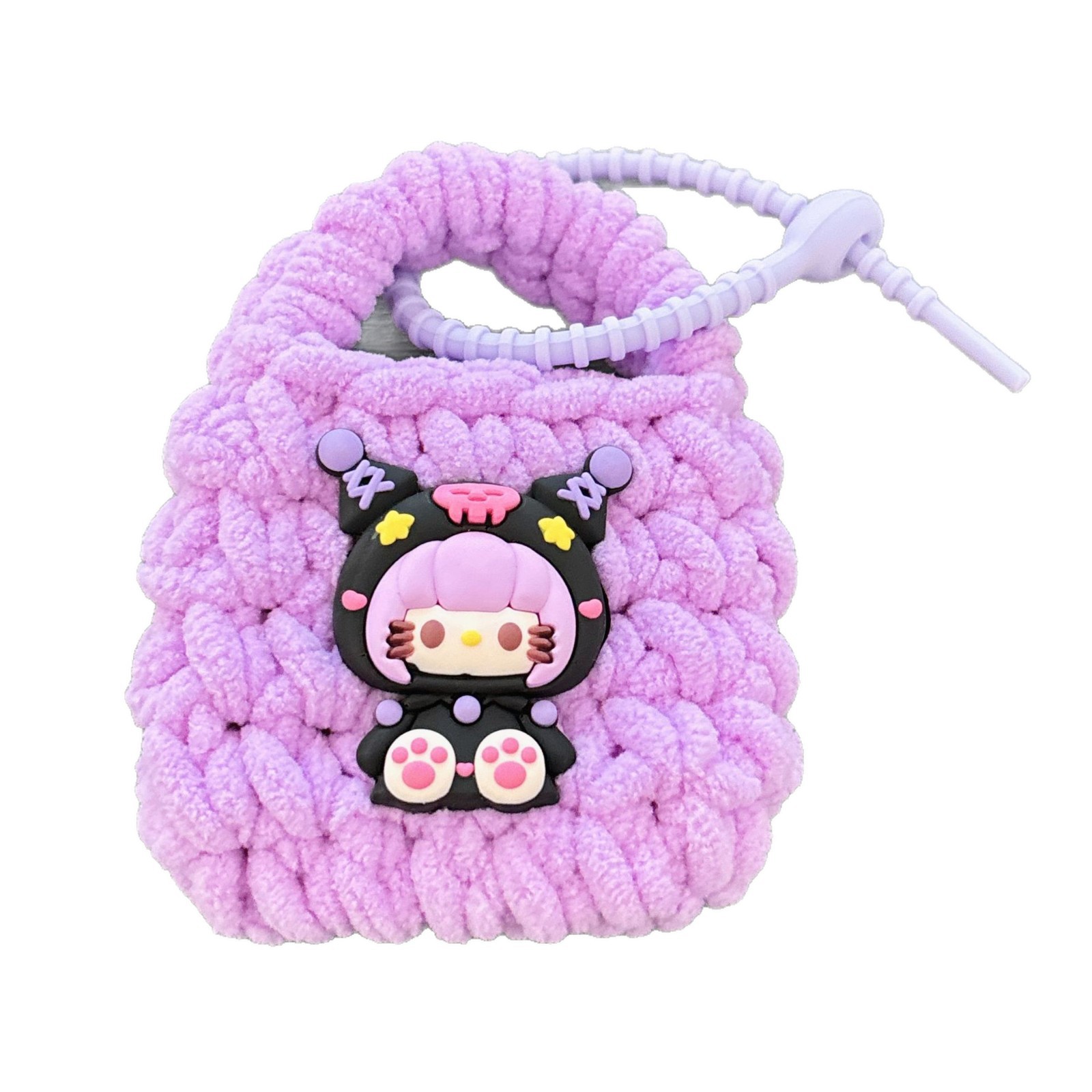 Creativo dibujos animados Kullomi lana trenzado bolsas de cambio llaveros auriculares portátiles lindos trenzados bolsa de almacenamiento regalo