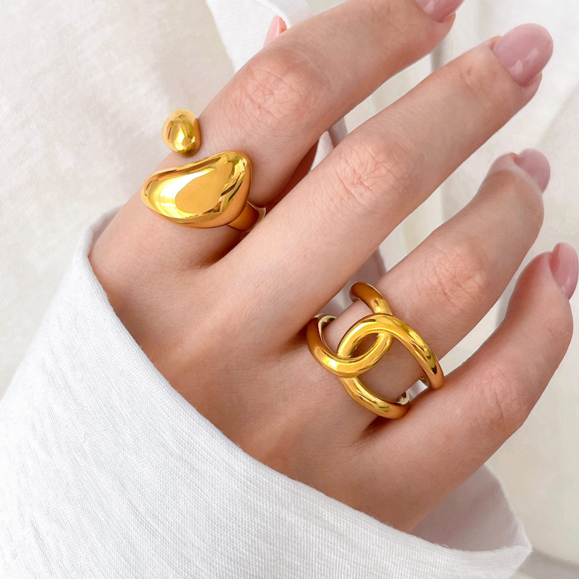 Joyería Al Por Mayor Estilo Simple Estilo Clásico Geométrico Acero Titanio Enchapado Anillos display picture 15