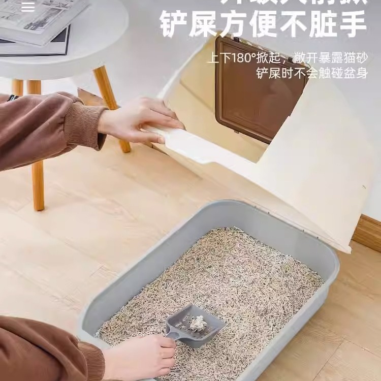 Venta al por mayor caja de arena para gatos grande completamente cerrada desodorante gato inodoro anti-Splash semi-cerrado caja de arena para gatos suministros para mascotas