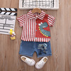 Summer cartoon dinosaur, shirt, jeans, set, children's clothing, western style