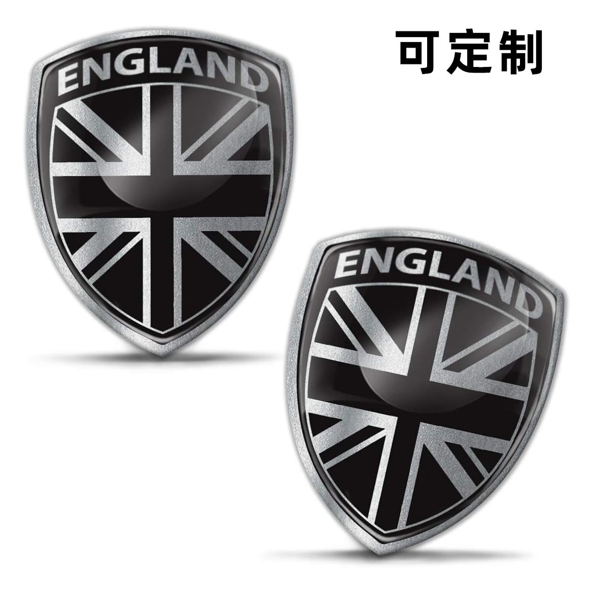 Amazon 3D Reino Unido Pegatina de gel Insignia de coche Bicicleta ENGLAND Bandera Plata Negro Estéreo Etiqueta engomada del coche