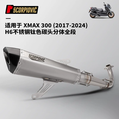 Motorcycle Motorcycle Modification Suitable Motorcycle exhaust pipe - xmax300-split-front-section-h6-titanium-color-carbon-head