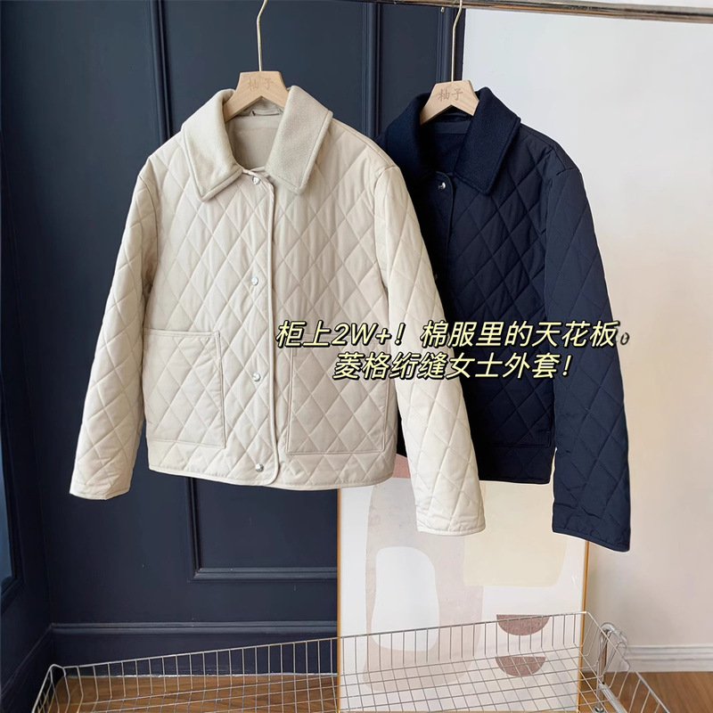 2W on the cabinet! smallpox version of the cotton-padded jacket! Lingge quilted ladies coat! Double-Sided Wool Collar 24