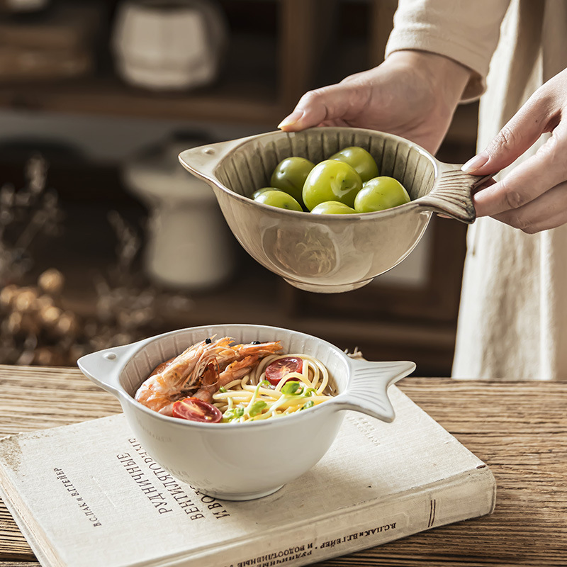 Creative Irregular Ceramic Bowl Kiln Change Small Fish Bowl Household Nnoodle Bowl Fruit Bowl Baby Food Bowl Tableware Small Bowl
