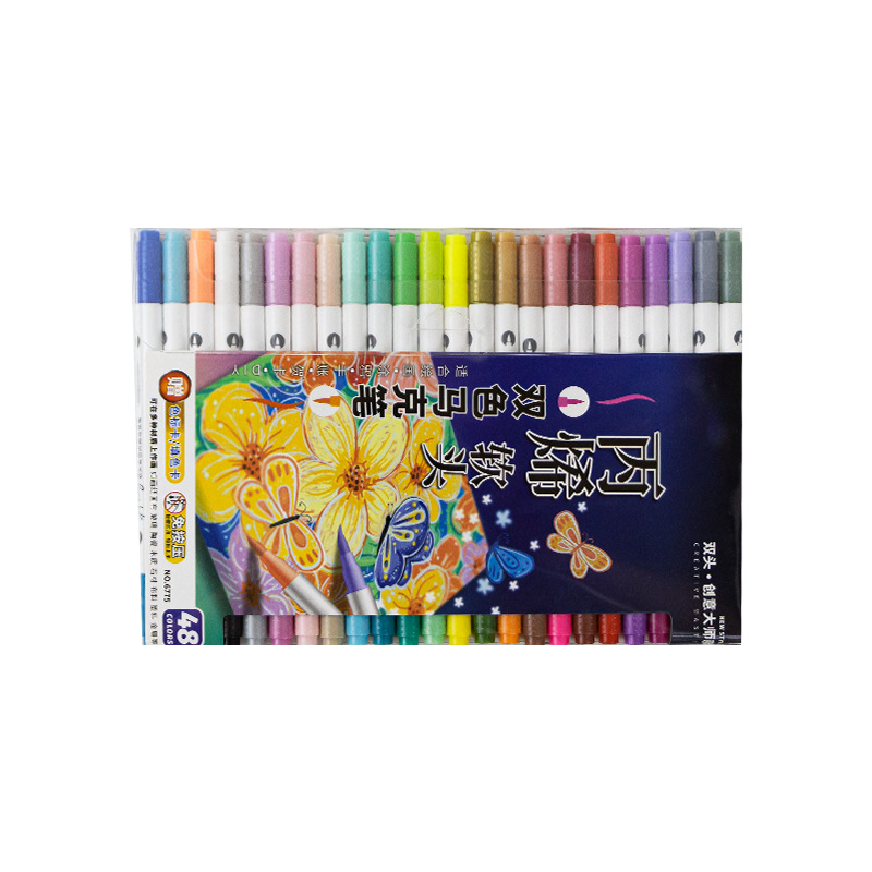 Marcador de doble cabeza acrílico pluma de pintura suave de 60 colores de cerámica impermeable DIY color relleno acuarela pluma de secado rápido color opaco