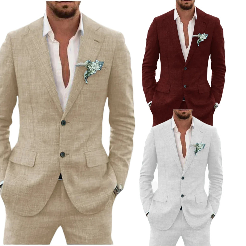 2026 New Summer Business Men's Suit Set, Foreign Trade European and American Style Suit, Banquet Wedding Host Formal Wear, Elegant 2026 New Summer Business Men's Suit Set, Foreign Trade European and American Style Suit, Banquet Wedding Host Formal Wear, Elegant