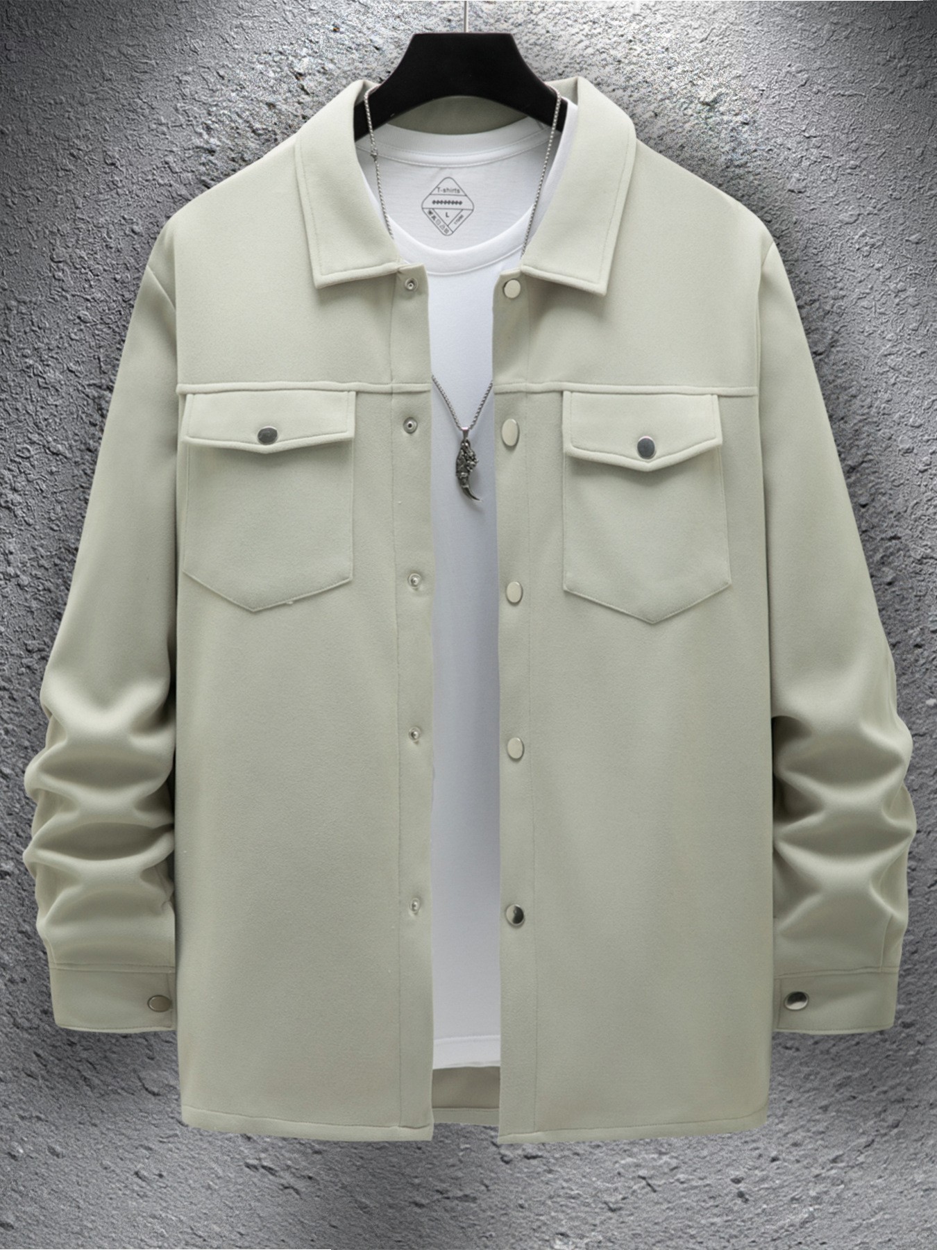 Denim Jacket For Men Lapel Single-breasted Solid Colour Winter_voghion.com