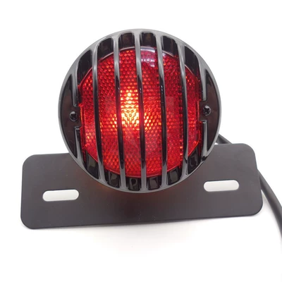Motorcycle accessories cool black fence motorcycle modified tail light electric car brake light Harley retro metal tail light (Tail light) - black