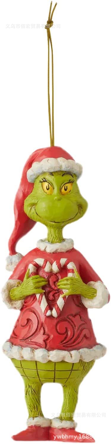 Adorno navideño de monstruo peludo verde nuevo de 2023, adorno de dibujos animados para árbol de Navidad, decoración navideña para el hogar, coche y vehículo.