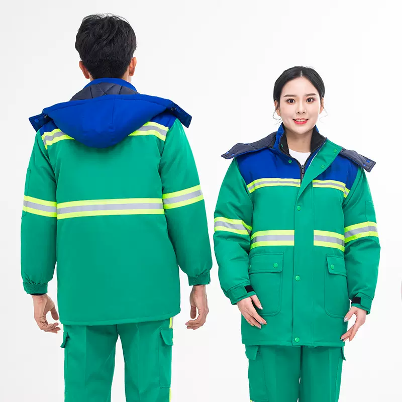 冬季加厚工作服棉服男反光条环卫棉衣工厂冷库防寒园林仓管棉衣服