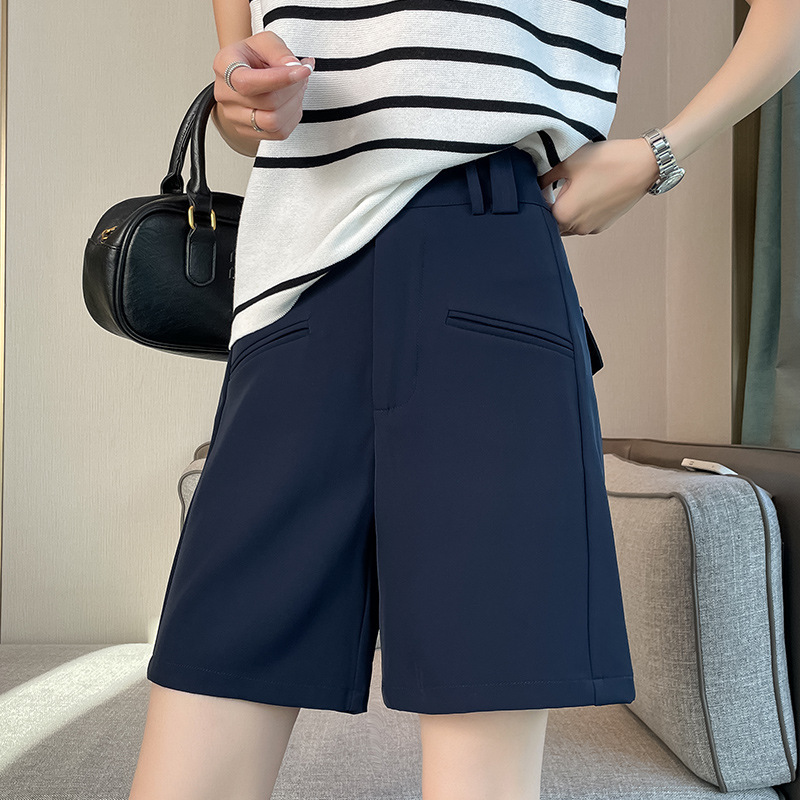 New Women's Suit Shorts Summer Thin Casual Mid-Length Loose High-Waisted Wide-Leg Shorts Petite Shorts