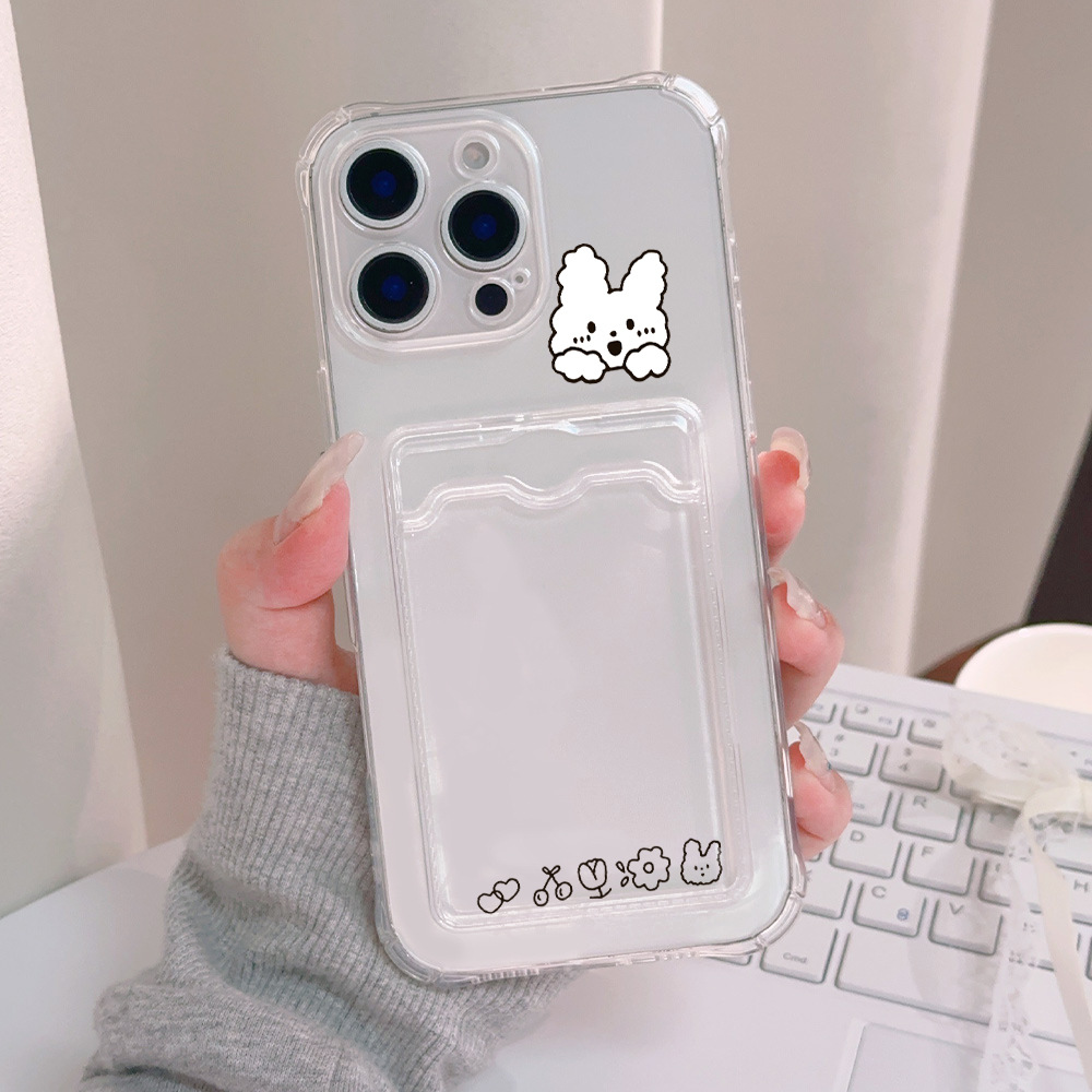 可爱卡通小兔小熊卡套软壳适用iPhone16ProMax手机壳15全包防震
