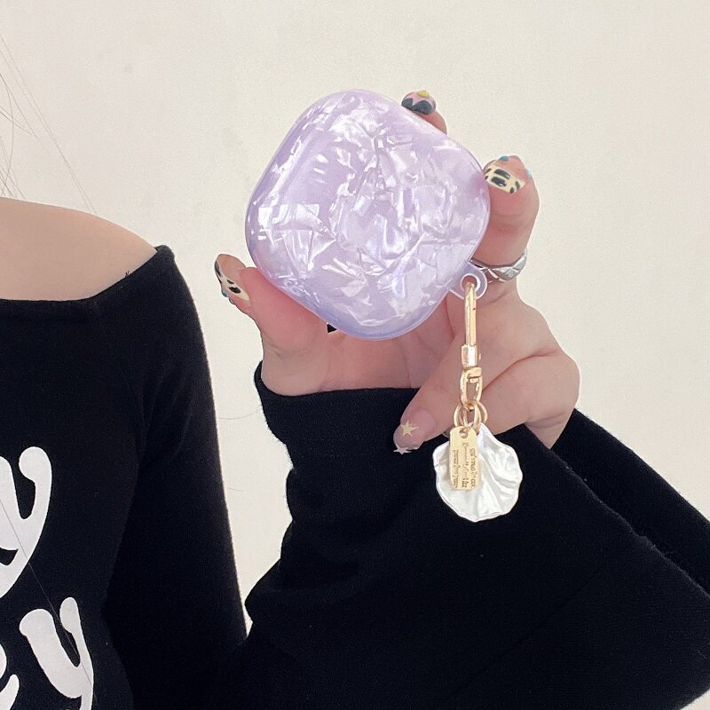 Purple Shell Pattern Suitable for Samsung Buds3Pro Protective Case Buds Fe Bluetooth Headphone Case Live/2Pro Female Purple Shell Pattern Suitable for Samsung Buds3Pro Protective Case Buds Fe Bluetooth Headphone Case Live/2Pro Female