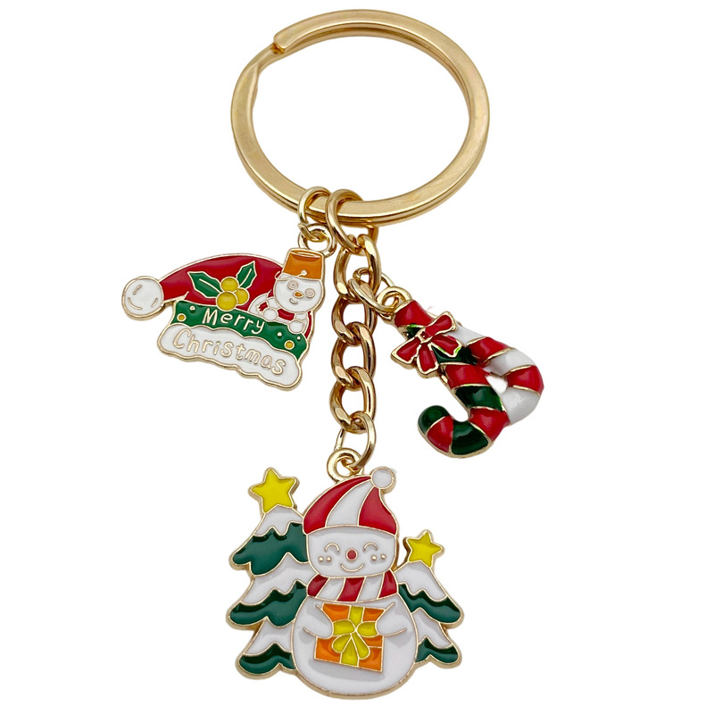 クロスボーダーサンタクロースの日クリスマスツリーデーかわいいキーホルダー合金キーチェーンバッグペンダントジュエリー小さなギフト|undefined