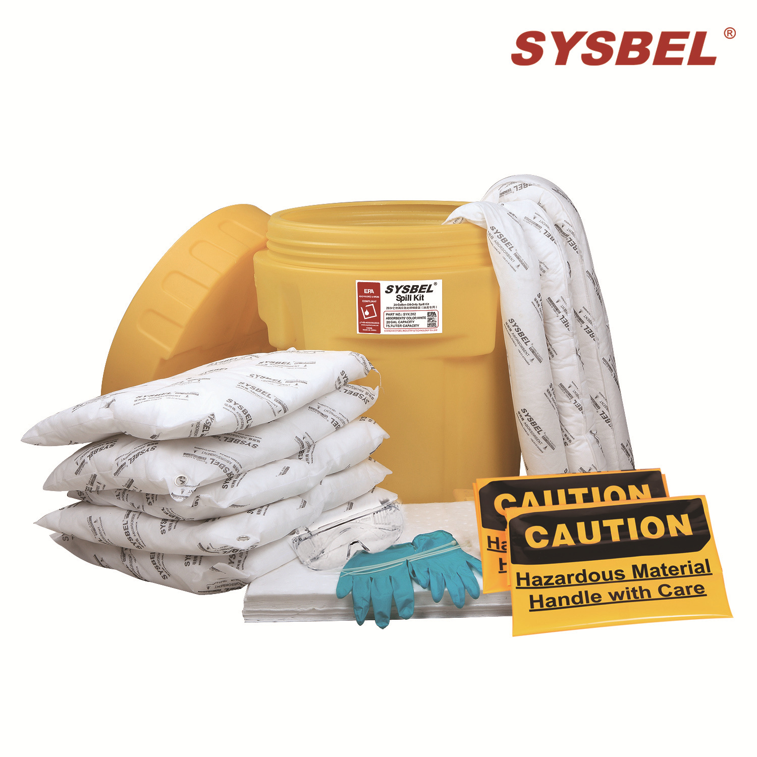 西斯贝尔/SYSBEL 20加仑泄漏应急处理桶套装（油类专用）  SYK202