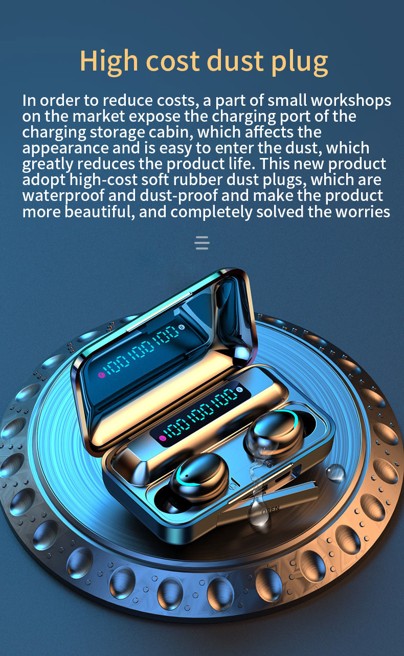 M10F9TWS Mini 5.0 Touch véritable casque Bluetooth sans fil affichage numérique deux dans l'oreille étanche_voghion.com