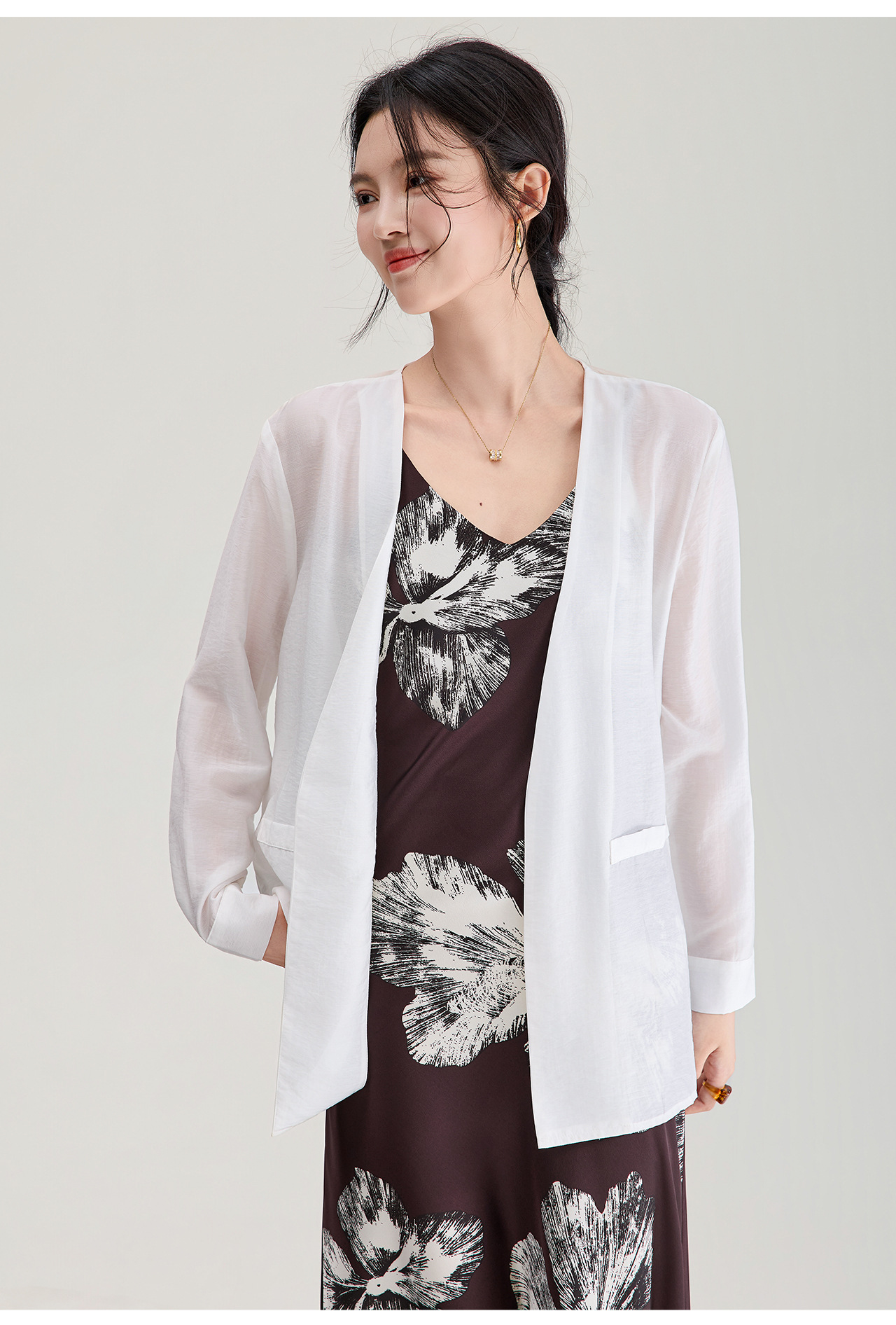 Áo cardigan nữ tay dài chất liệu tencel mát lạnh dáng rộng — màu đen chi tiết 21
