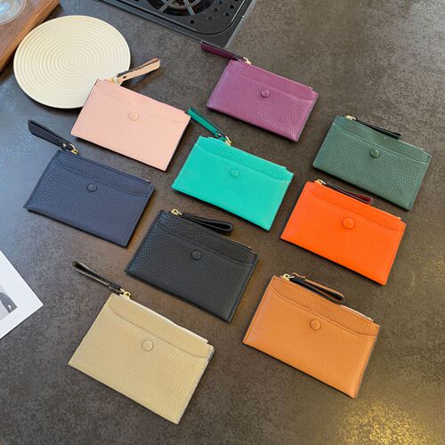 Genuine leather coin purse card holder all-in-one bag women's thin zipper large capacity first layer cowhide card holder small wallet wholesale