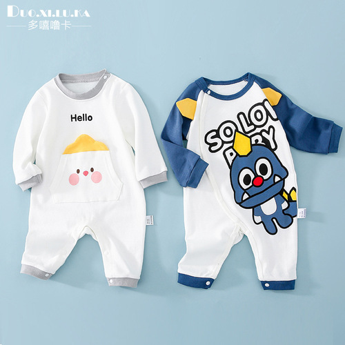 A drop-shipping baby onesie, spring and autumn pure cotton baby rompers, newborn baby men's and women's fart coveralls