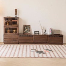 北美黑胡桃木自由组合柜矮柜多功能家用实木书柜储物柜落地电视柜