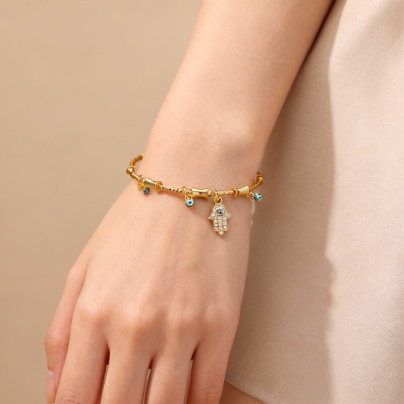 AliExpress Fashion New Devil's Eye Bracelet Copper Plated 18K Gold Distinctive Creative Opening Adjustable Bracelet for Women