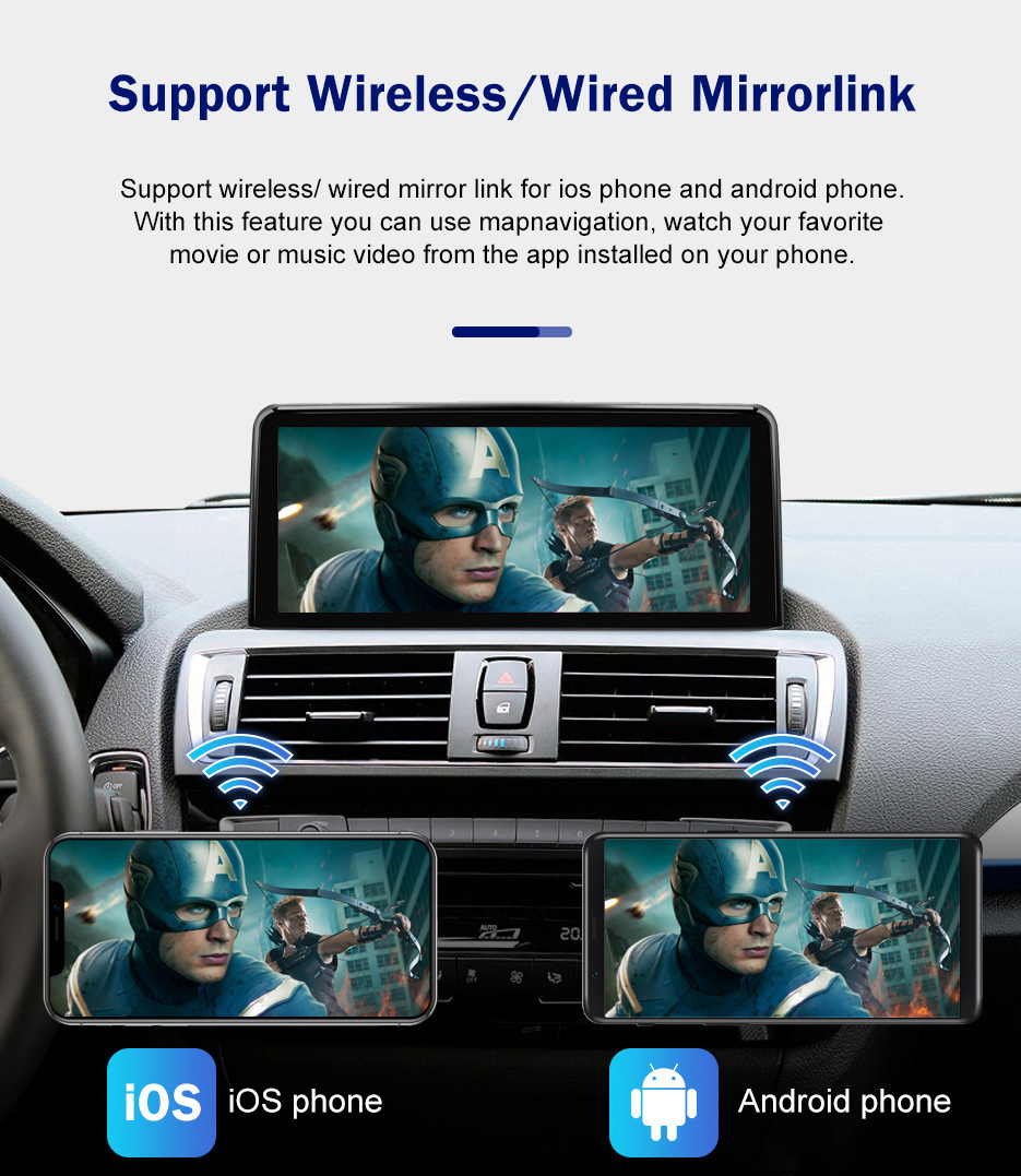 10.25" Car Navigation Screen with Wireless Carplay Suitable for 1/2/3/4 Series Nbt Player Linux System