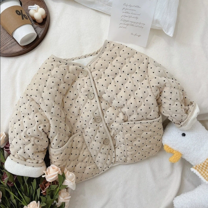 Бесплатная доставка 2023 осенью и зимой новый ребенок боб хлопчатобумажная куртка корейская хлопчатобумажная одежда для девочек детская клетка тонкая хлопчатобумажная одежда