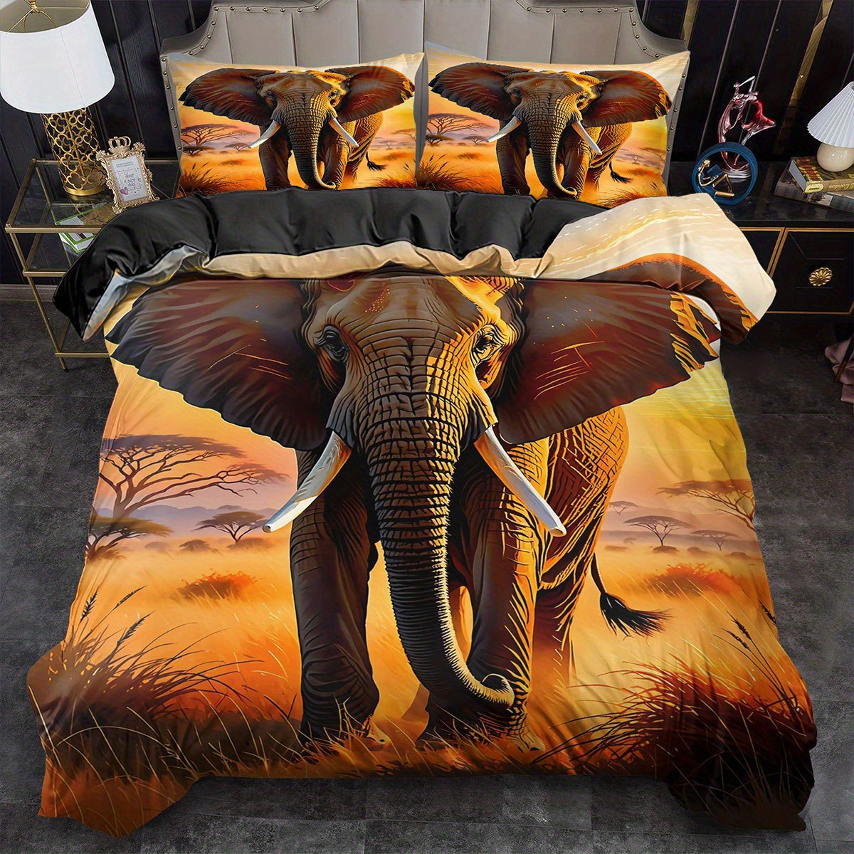 TEMU / JIT abrasión impresión digital rosa roja elefante mariposa suave quilt kit fabricante de origen transfronterizo