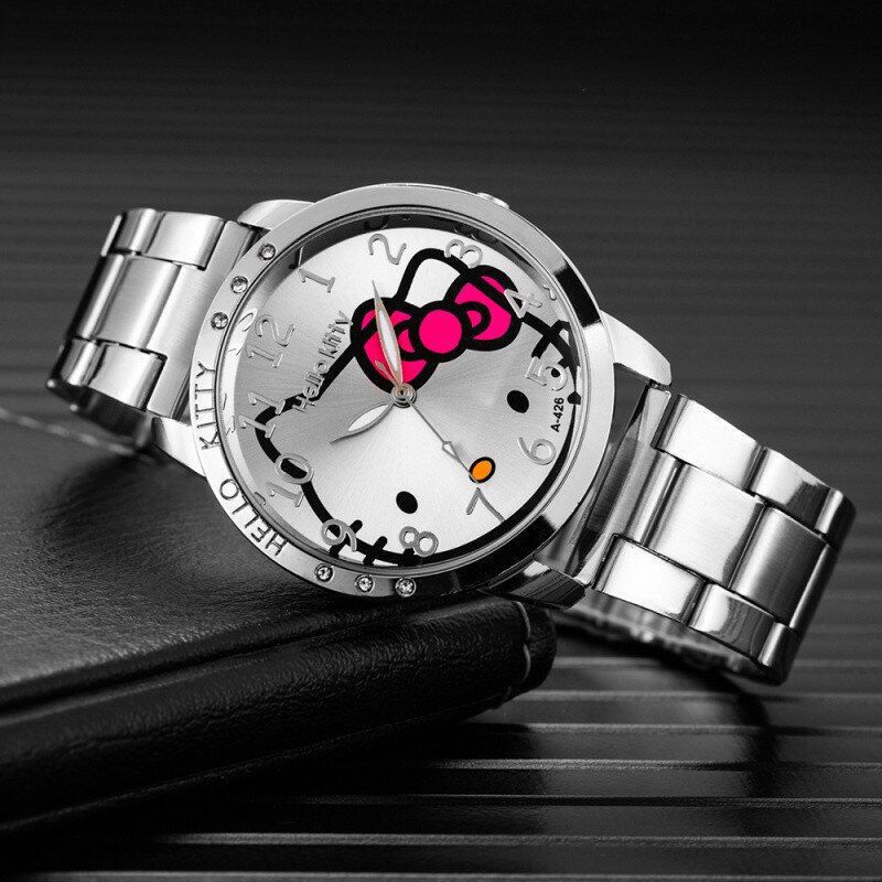 Simple primary and secondary school students' watches quartz watches KT cat pointer cross-border watches in stock wholesale