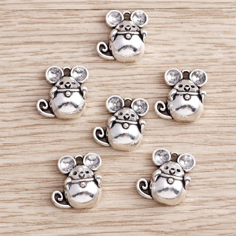 20 Pieces/Pack Electroplated Alloy Accessories DIY Jewelry Accessories Animal Mouse Pendant Accessories Pendant Pendant